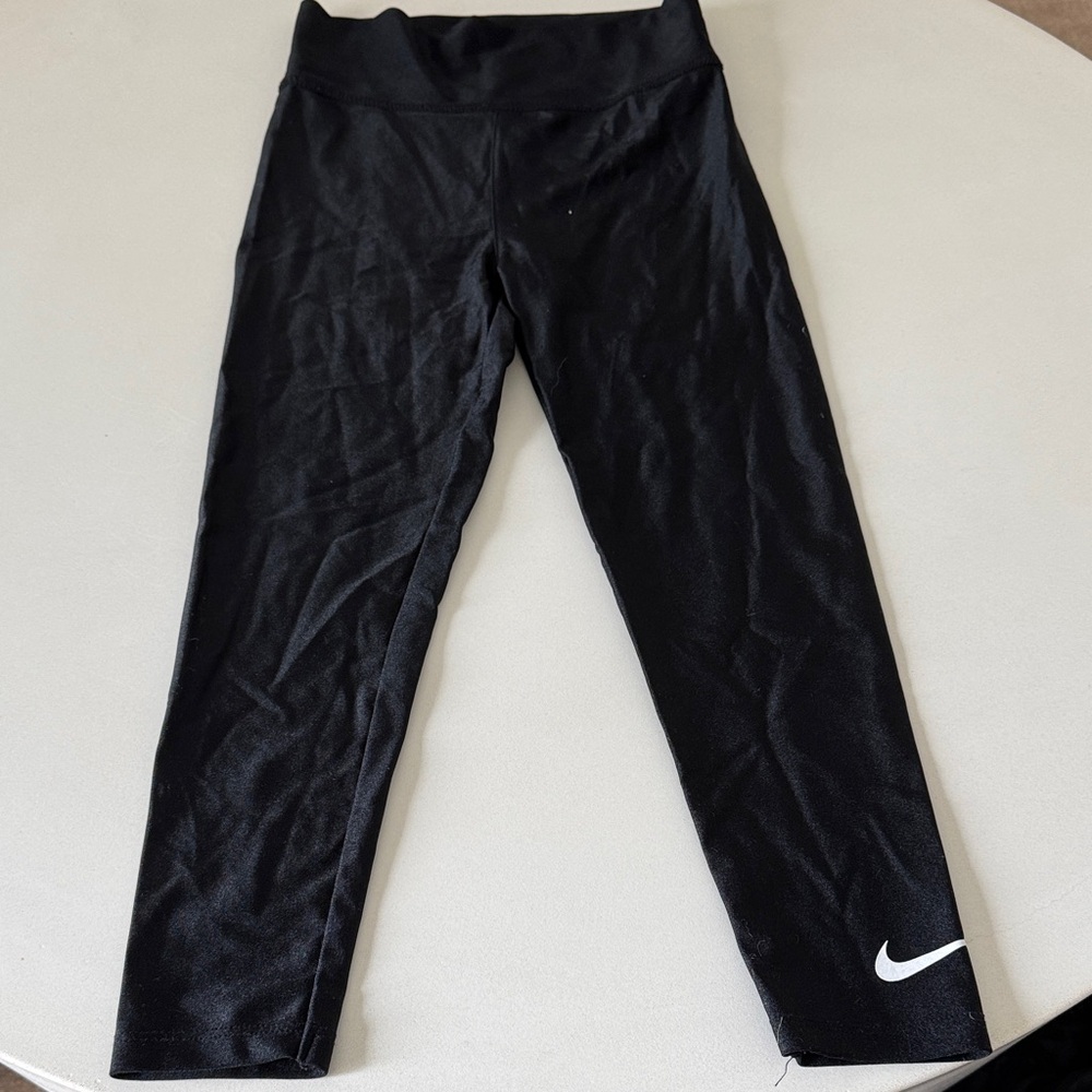 Nike Kids Black Leggings with White Swoosh
